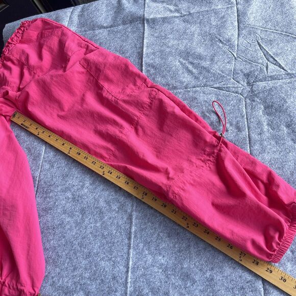 Nylon Pants Womens Small Pink Cinch Waist Gorpcore Casual Lightweight - Picture 9 of 10